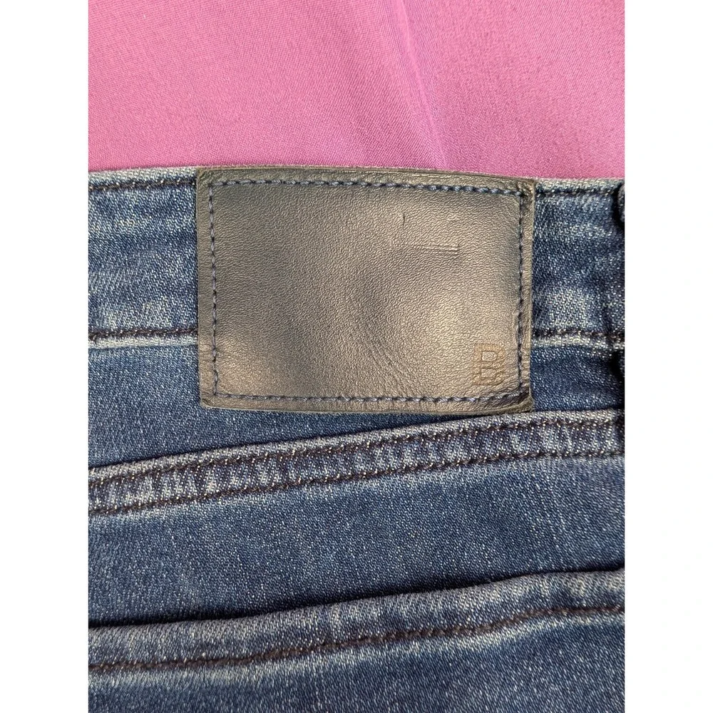 BONOBOS Jean 38x29 Blue Slim Fit Dark Wash Denim Straight Leg Whisker Fade